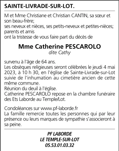 Profil de Catherine PESCAROLO